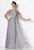 Cameron Blake - Flutter Sleeves A-Line Gown in Silver