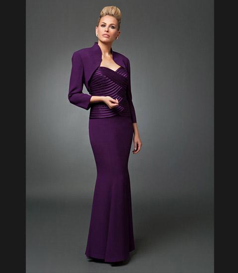 Daymor Couture - Three Piece Sweetheart Trumpet Dress 707003 in Purple,