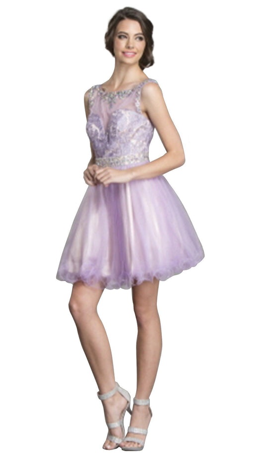 Embellished Illusion Bateau Homecoming Dress