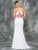 Colors Dress - 1643 Beaded Halter Neck Evening Gown in Pink and White