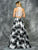 Colors Dress - 1686 Two-Piece Floral Print Evening Gown in White and Black