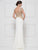Rina Di Montella - RD2652 Embroidered Vneck Stretch Crepe Sheath Dress In White and Gold