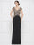 Rina Di Montella - RD2652 Embroidered Vneck Stretch Crepe Sheath Dress In Black and Gold