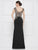 Rina Di Montella - RD2652 Embroidered Vneck Stretch Crepe Sheath Dress In Black and Gold