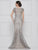 Rina Di Montella - RD2657 Lace Applique Plunging V-neck Trumpet Dress In Gray