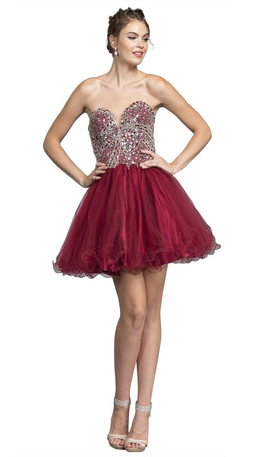 Strapless Glittering A-line Homecoming Dress