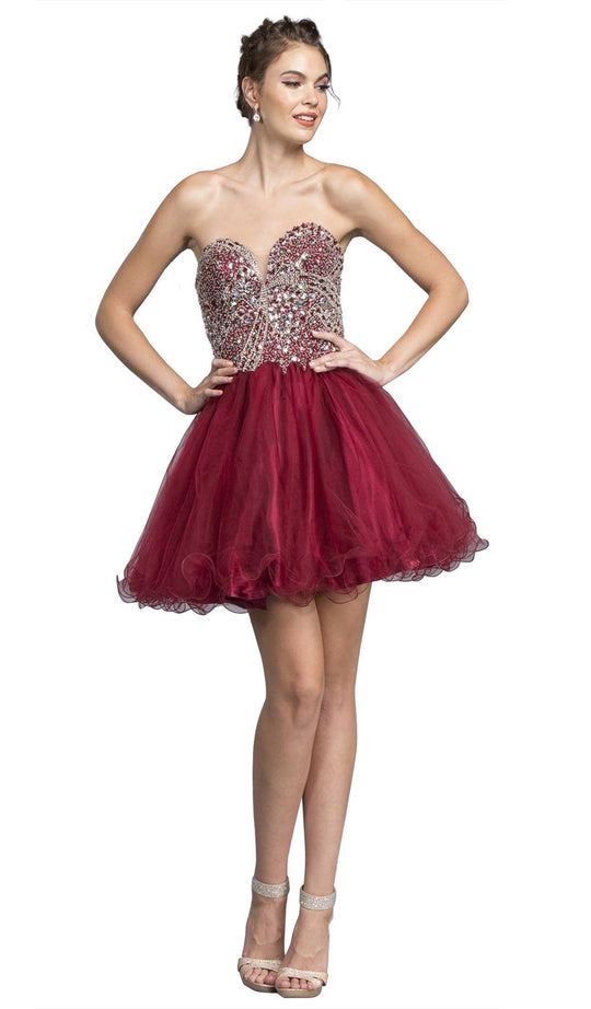 Strapless Glittering A-line Homecoming Dress