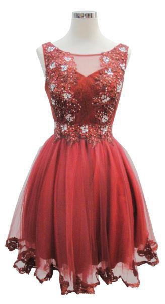 Floral Applique A-line Homecoming Dress