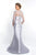 Blush - S2001 Quarter Sleeve Crystal Ornate Peplum Sheath Gown In Silver