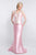 Blush - S2001 Quarter Sleeve Crystal Ornate Peplum Sheath Gown In Pink
