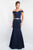 Blush - S2023 Shawl Off-Shoulder Crystal Beaded Waist Trumpet Gown In Blue