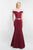 Blush - S2023 Shawl Off-Shoulder Crystal Beaded Waist Trumpet Gown In Red