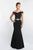 Blush - S2023 Shawl Off-Shoulder Crystal Beaded Waist Trumpet Gown In Black