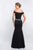 Blush - S2023 Shawl Off-Shoulder Crystal Beaded Waist Trumpet Gown In Black