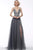 Jovani - 60294 Deep Neck Beaded A-line Dress In Gray