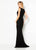Cameron Blake - 219683W Sleeveless Scoop Neck Trumpet Dress In Black and Gold