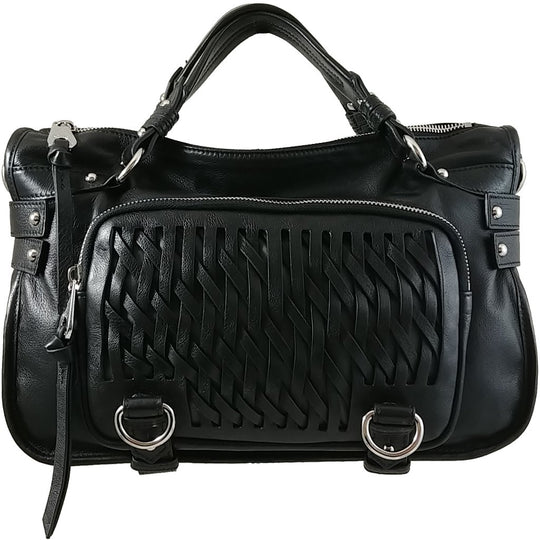 Santa Monica Satchel Perforated Cow Leather / Black