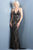 BG Haute - 48710 Spaghetti-Strap Sequined Evening Gown in Black and Neutral