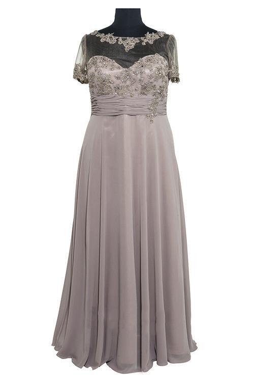SC4039 Plus Size Dress in Taupe