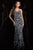 Scala - 48796 Beaded V-neck Sheath Dress In Black and White