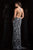 Scala - 48796 Beaded V-neck Sheath Dress In Black and White