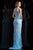 Scala - 48803 Embellished Illusion Bateau Sheath Dress In Blue