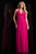 Scala - 48812 Bedazzled V-neck Empire A-line Dress In Pink