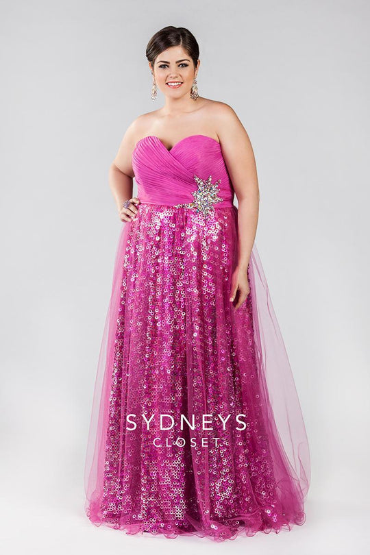 SC6007 Plus Size Dress in Berry Pink