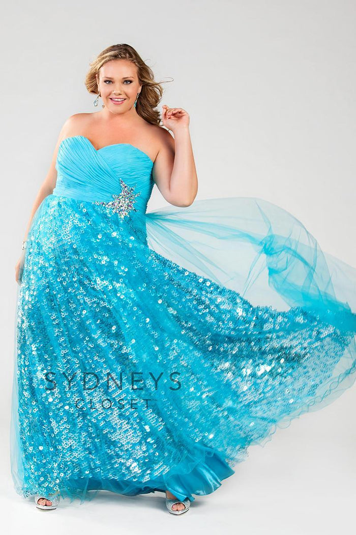 SC6007 Plus Size Dress in Capri Blue