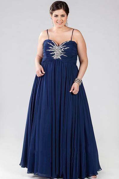 Sydney's Closet - Sweetheart Neckline with Spaghetti Straps A-line Dress SC7071 in Blue