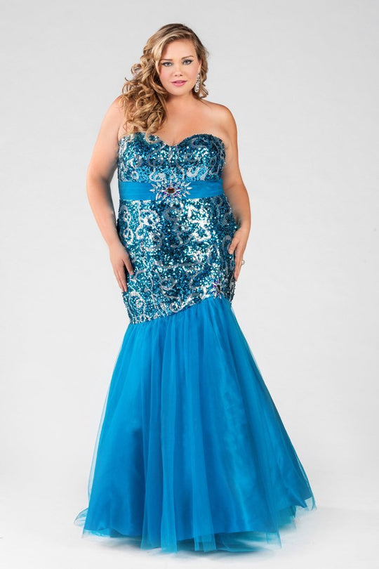 SC7097 Plus Size Dress in Misty Blue