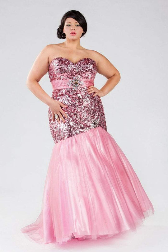 SC7097 Plus Size Dress in Pink Rose