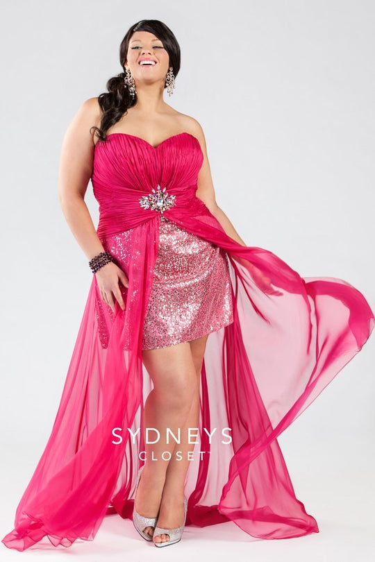 SC7112 Plus Size Dress in Deep Pink
