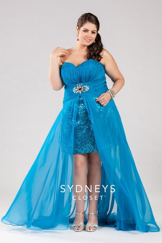 SC7112 Plus Size Dress in Ocean Blue