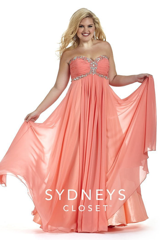 SC7147 Plus Size Dress in Coral