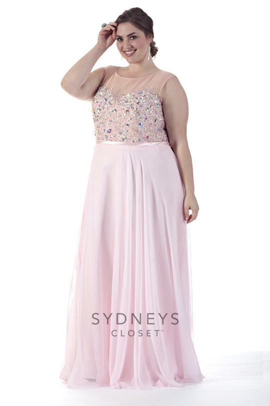SC7152 Plus Size Dress in Light Pink