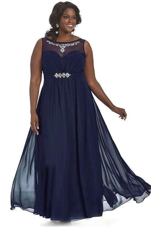 SC7164 Plus Size Dress in Navy