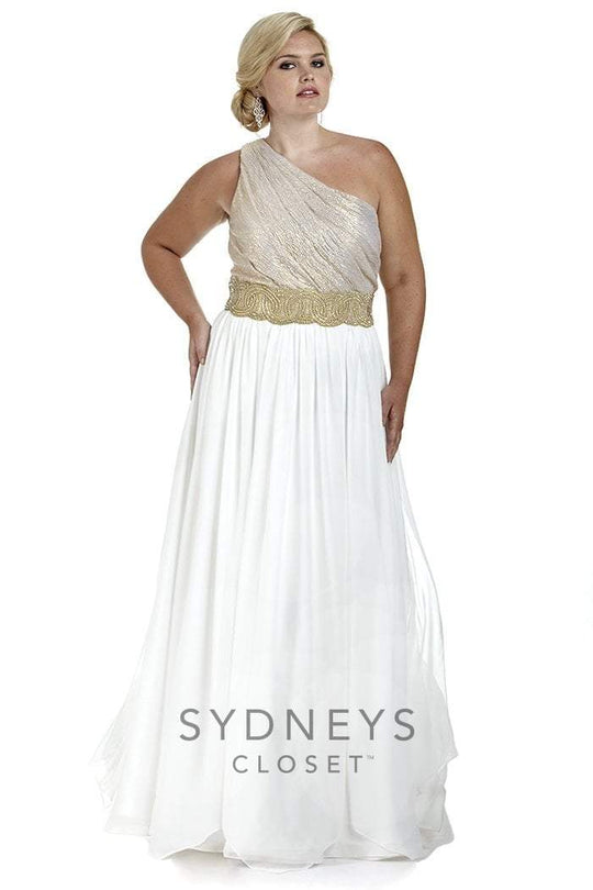 SC7166 Plus Size Dress in Gold/Cream
