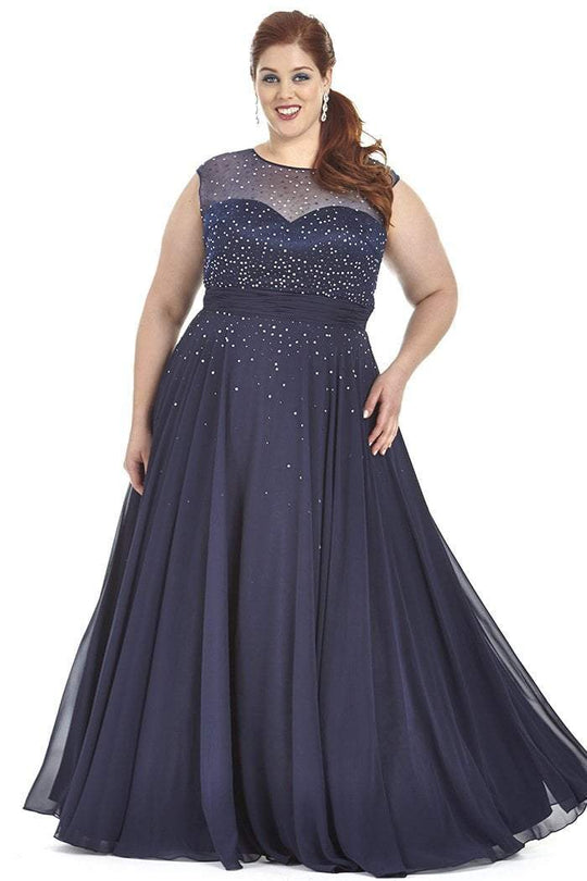 SC7170 Plus Size Dress in Navy