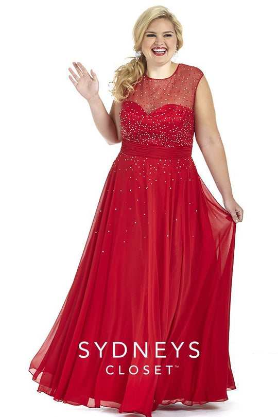 SC7170 Plus Size Dress in Red