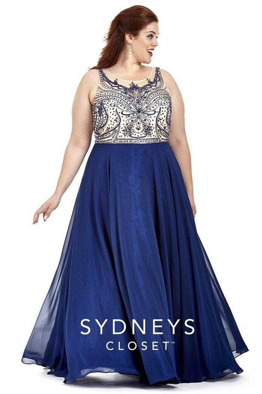 SC7177 Plus Size Dress in Navy