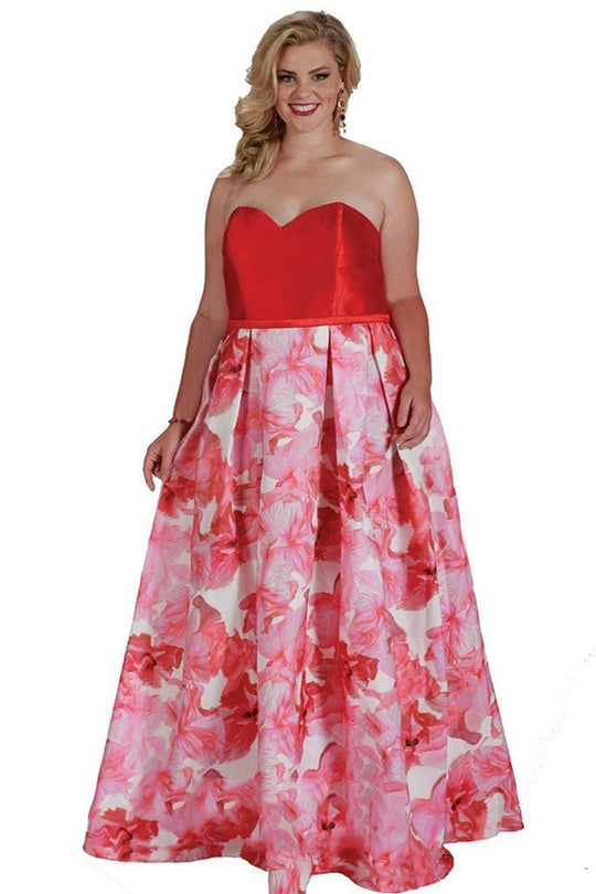 Floral Sweetheart Satin A-Line Gown SC7210