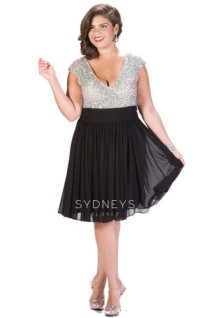 Crystal-Encrusted V-Neck Pleated A-Line Cocktail Dress SC8081