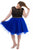 Sydney's Closet - SC8086 Illusion Scoop Pleated A-Line Cocktail Dress