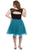 Sydney's Closet - SC8086 Illusion Scoop Pleated A-Line Cocktail Dress