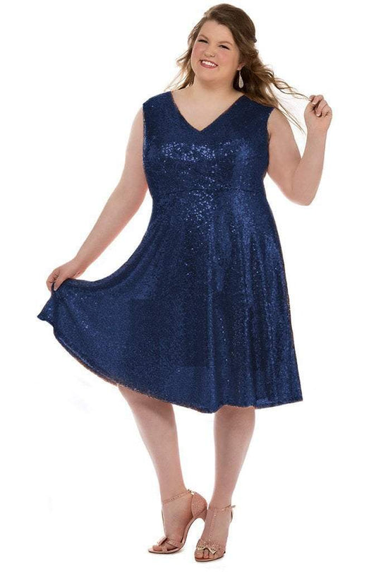 SC8088 Fitted V Neck Cocktail Dress