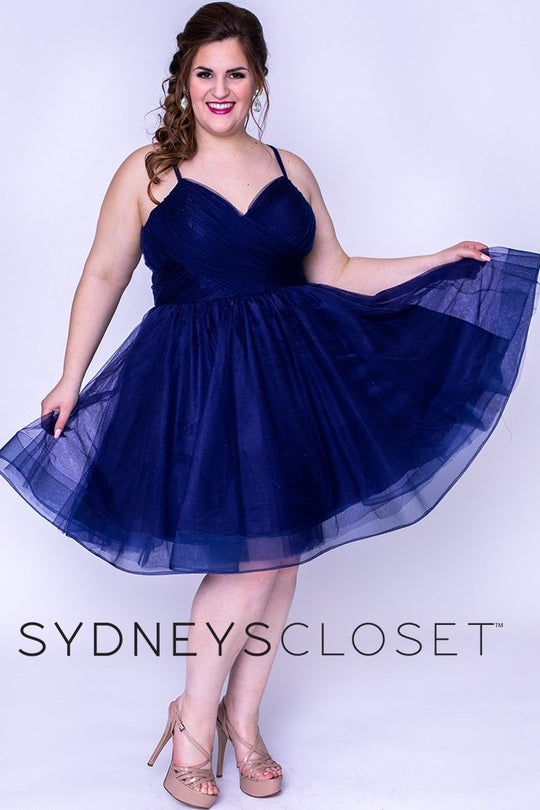 Sydney's Closet - SC8094 Pleated Sweetheart Tulle A-line Dress In Blue