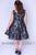 Sydney's Closet - SC8098 Deep V-Neck Metallic Print A-Line Dress In Gray