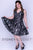 Sydney's Closet - SC8098 Deep V-Neck Metallic Print A-Line Dress In Gray