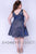 Sydney's Closet - SC8099 Plunging V-Neck Pleated A-Line Short Dress In Blue